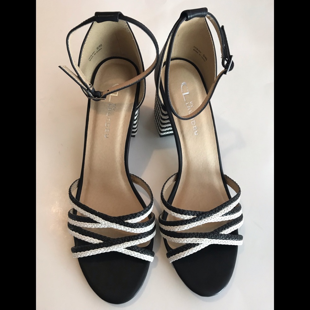 CL BY LAUNDRY JUMPOFF BRAIDED BLACK/WHITE SANDALS - Picture 2 of 8